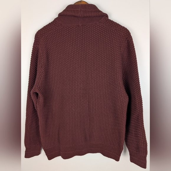 J.Crew Men's Check-Stitch Cotton Shawl Cardigan Sweater Burnt Henna Preppy - Picture 6 of 7